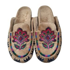 FARM RIO Sand Island Vintage Tapestry Clog Size 9 Womens Mule Slipper Embroidery